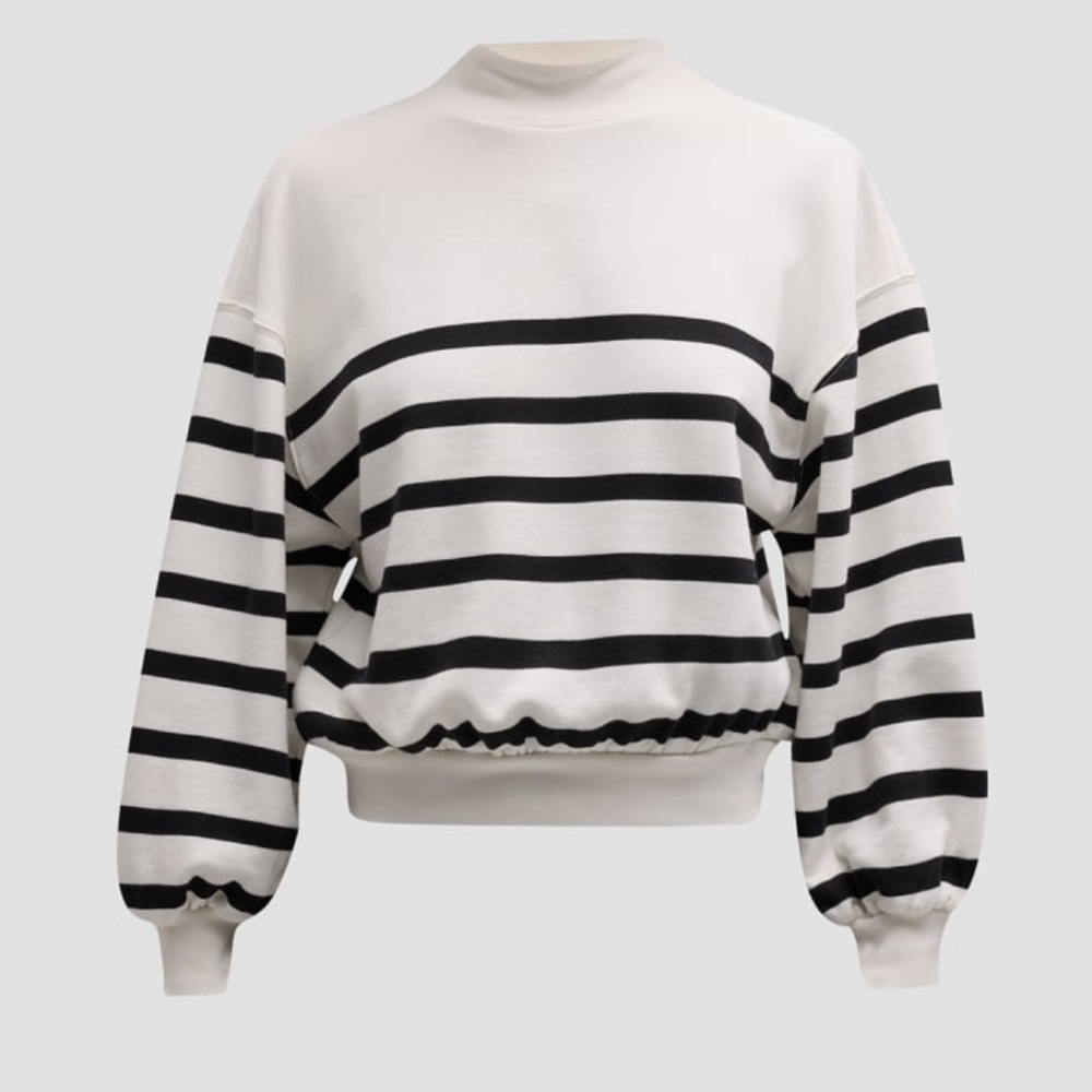 FRAME mock striped sweatshirt size S, balloon sleeves, cotton, relaxed fit